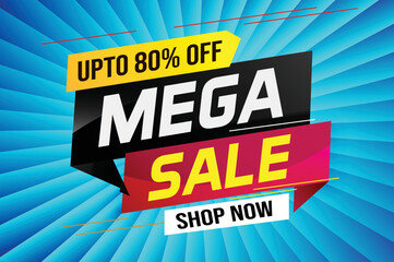 mega sale word concept vector illustration with lines and 3d style, landing page, template, ui, web, mobile app, poster, banner, flyer, background, gift card, coupon, label, wallpaper