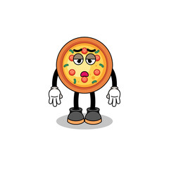 pizza cartoon with fatigue gesture