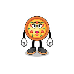 pizza cartoon illustration with sad face