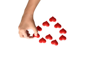 Kids playing with hearts to make messages with their hands