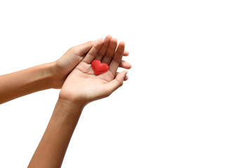 Kids playing with hearts to make messages with their hands