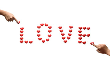 Kids playing with hearts to make messages with their hands