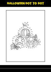 Halloween dot to dot coloring page for kids. Line art coloring page design for kids.