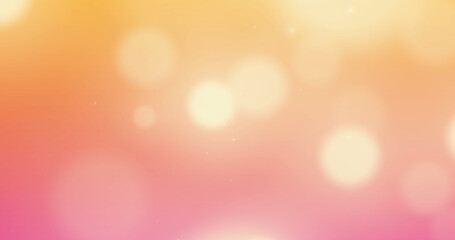 Image of defocussed yellow light spots on diffused orange and pink background - Powered by Adobe