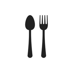 Ladle or Spoon and Fork Logo Icon Vector Illustration. Eating Icon Symbol Element