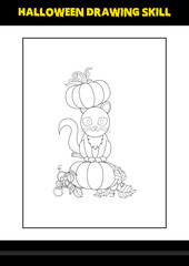 Halloween drawing skill for kids. Halloween drawing skill coloring page for kids.