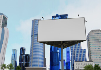 Obraz premium 3D mockup blank billboard in downtown rendering