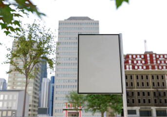 3D mockup blank billboard on street in downtown rendering