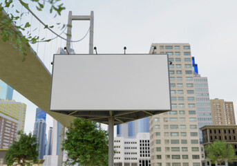 Obraz premium 3D mockup blank billboard in downtown rendering
