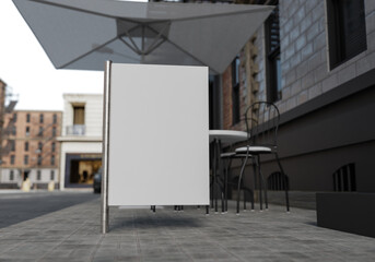 3D mockup blank billboard on street in downtown rendering