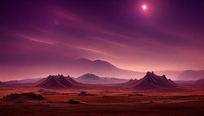 Fototapeta na wymiar Beautiful and realistic Mars landscape background CG artwork concept. 3D illustration