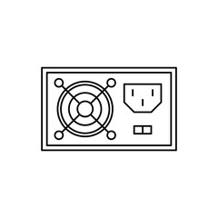 Power supply icon in line style icon, isolated on white background