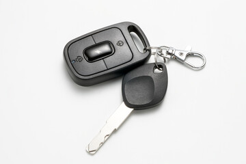 Keyless remote and key for electric bike isolated on white background