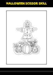 Fototapeta premium Halloween scissor skill for kids. Halloween scissor skill coloring page for kids.