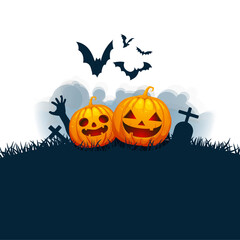 halloween background with pumpkin and bats