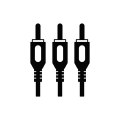 RCA cable icon in black flat glyph, filled style isolated on white background