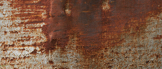 Peeling paint on the rust wall. Empty for design, pattern, cover, overlay texture, background and other, Surface of old steel background..