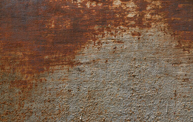Peeling paint on the rust wall. Empty for design, pattern, cover, overlay texture, background and other, Surface of old steel background..