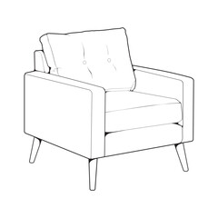 Sofa or couch line art illustrator. Outline furniture for living room. Vector illustration.

