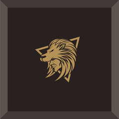 lion and human head logo for symbol or icon