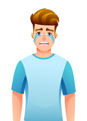 Sad man crying vector illustration