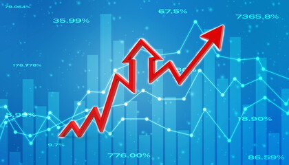 3d rendering business graph and documents. Stock market chart. Business graph background, Financial Background