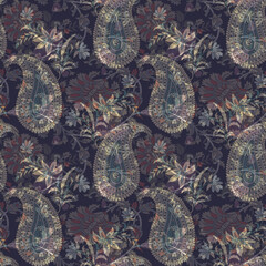 seamless traditional Indian paisley pattern on  background
