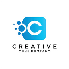 letter C and Dots Circle logo design Vector