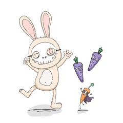 Cute halloween rabbit character with little carrot.