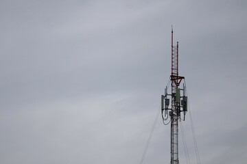 Telecommunications antennas, radio and satellite communication technology, telecommunications industry Mobile network or telecommunications 4g separated from the blue background