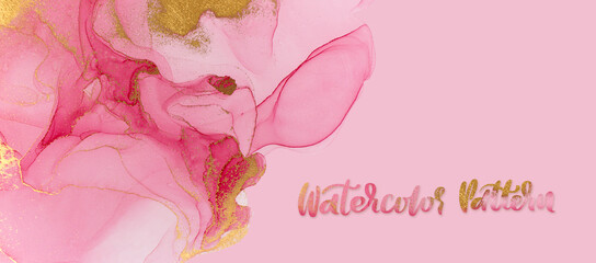 Pink template with abstract watercolor texture