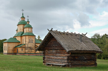 Small wooden church in the village 