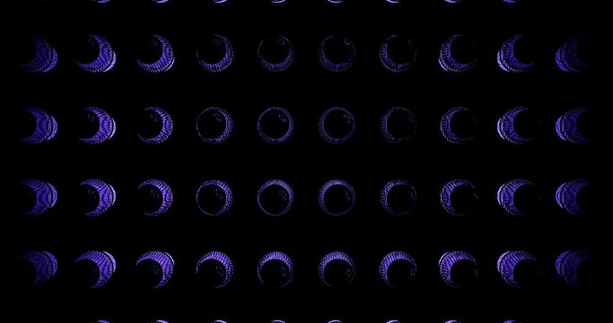 3d render with a pattern of purple glowing round objects