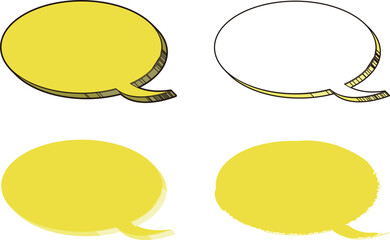 吹き出し　バリエーション　立体的　イエロー