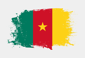 Brush painted national emblem of Cameroon country on white background