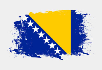 Brush painted national emblem of Bosnia and Herzegovina country on white background
