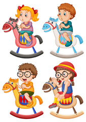 Isolated rocking horse for kids set