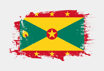 Brush painted national emblem of Grenada country on white background