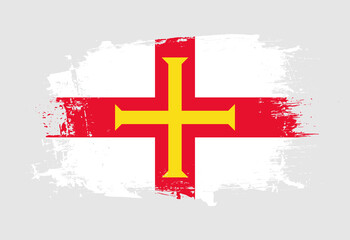 Brush painted national emblem of Guernsey country on white background