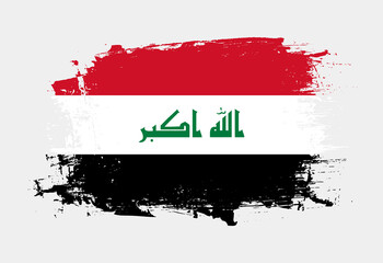 Brush painted national emblem of Iraq country on white background