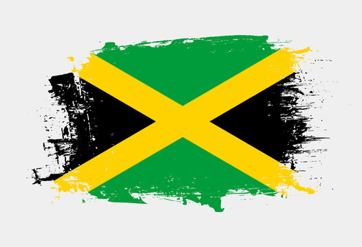 Brush painted national emblem of Jamaica country on white background