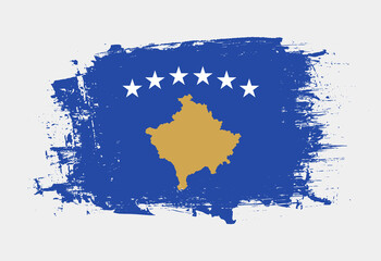 Brush painted national emblem of Kosovo country on white background