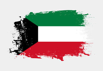 Brush painted national emblem of Kuwait country on white background