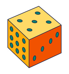 Play or gamble dice cube, sticker or icon vector