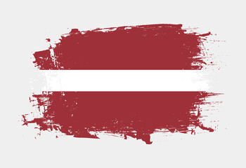 Brush painted national emblem of Latvia country on white background