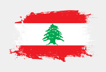 Brush painted national emblem of Lebanon country on white background
