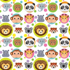 Poster Schattige dieren set Cute animals seamless pattern