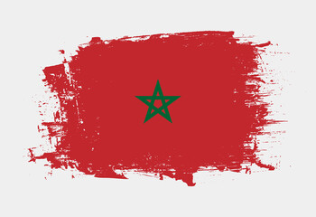 Brush painted national emblem of Morocco country on white background