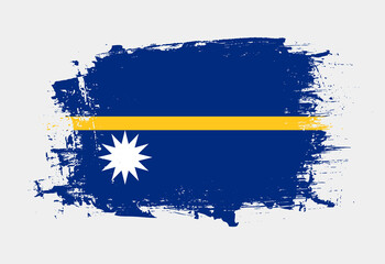 Brush painted national emblem of Nauru country on white background