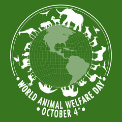 World Animal Welfare Day Concept Vector